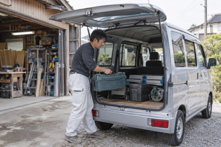 仕事の荷物が載る中古車はを確認する車選びのイメージ