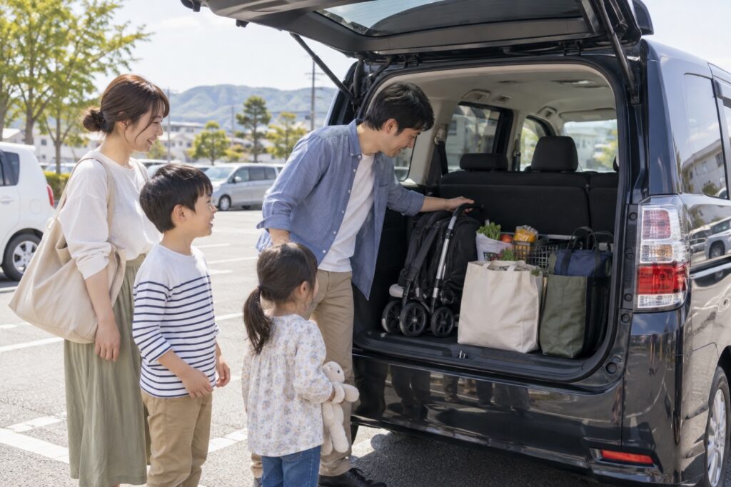 子育て用の中古車で後悔しないを確認する車選びのイメージ